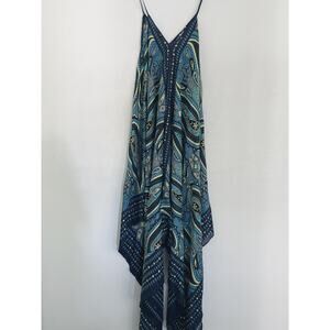Theodora & Callum Swim Cover Up Dress Womens One Size Blue Paisley Linen NWT